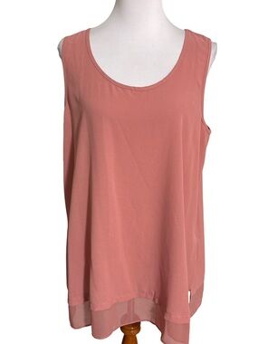 MarlaWynne Sleeveless Chiffon-Hem Tank - Dusty Rose